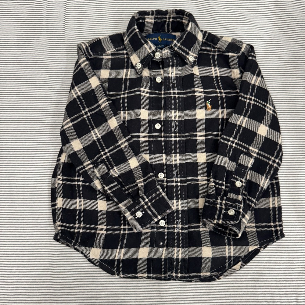 2T Ralph Lauren Black and Cream Checkered Shirt